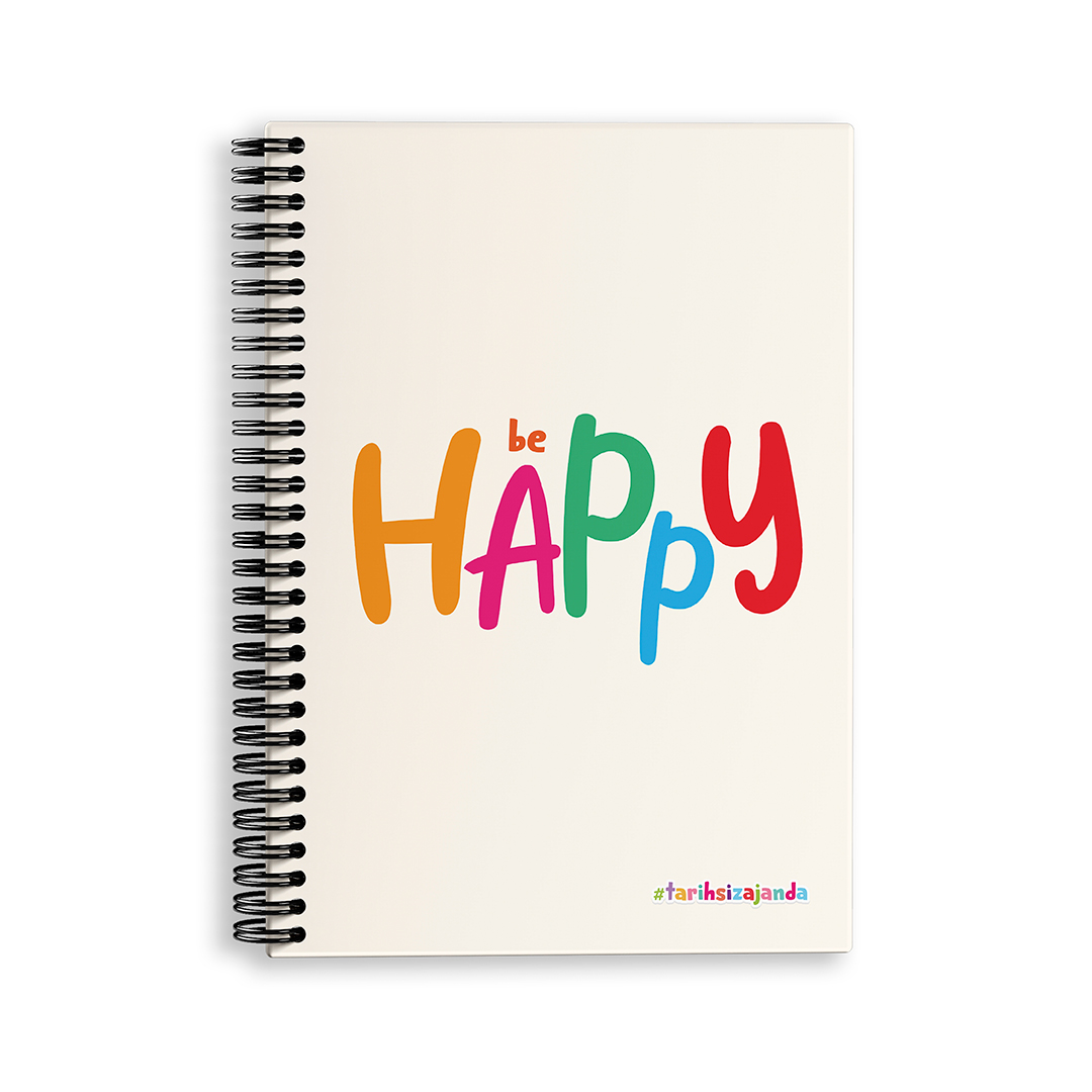 BE HAPPY Temalı Sert Kapak A5 Tarihsiz Akademik Ajanda