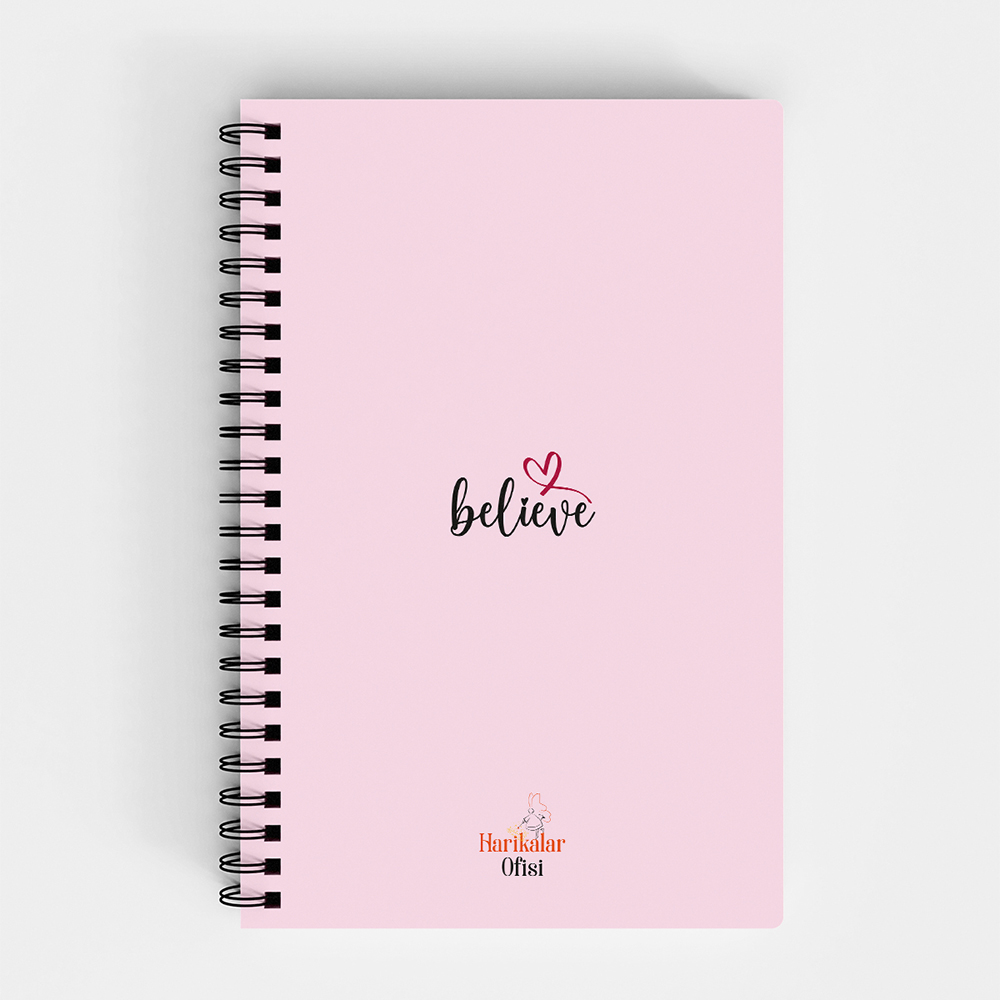 Harikalar Ofisi Believe Temalı 14*19 Çizgili Defter