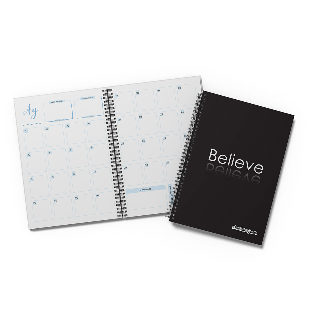 Believe Temalı Sert Kapak A5 Tarihsiz Akademik Ajanda