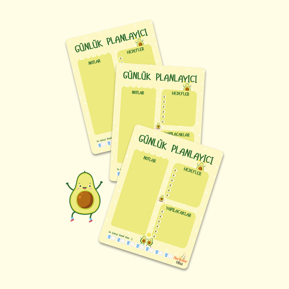 Harikalar Ofisi Avakado Tasarımlı 3'lü Planlayıcı Set Harikalar Ofisi Avakado Tasarımlı 3'lü Planlayıcı Set