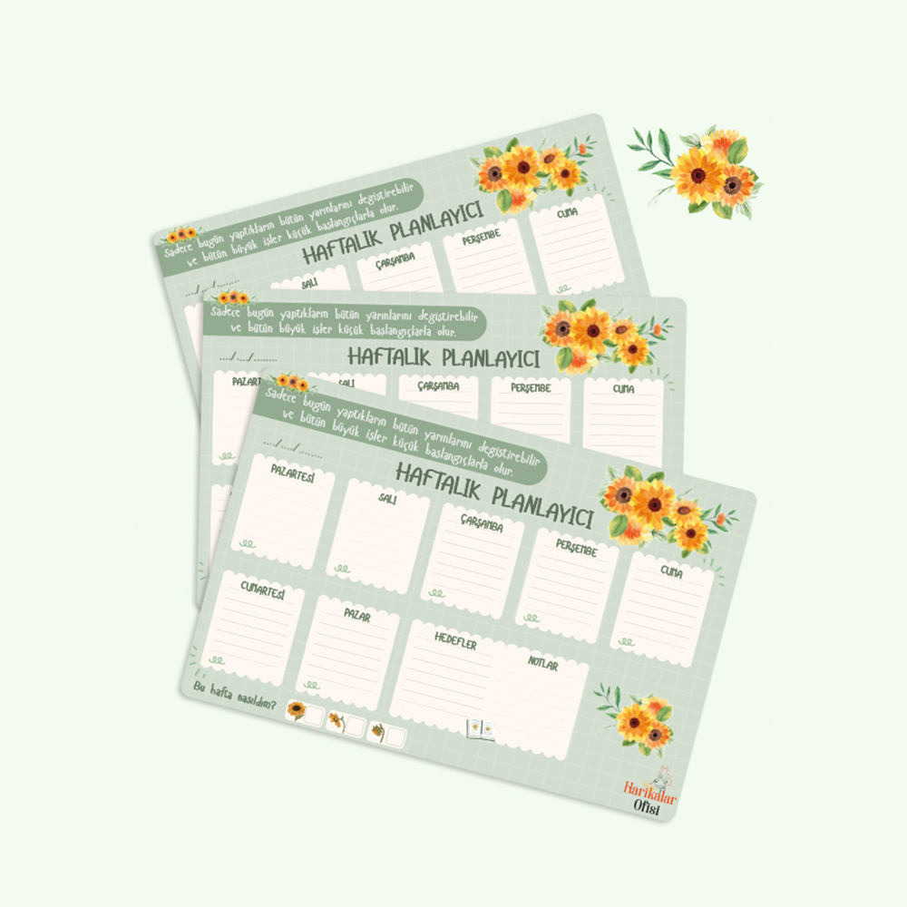 Harikalar Ofisi Ayçiçeği Tasarımlı 3'lü Planlayıcı Set Harikalar Ofisi Ayçiçeği Tasarımlı 3'lü Planlayıcı Set