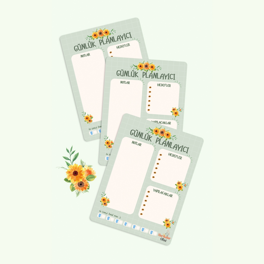 Harikalar Ofisi Ayçiçeği Tasarımlı 3'lü Planlayıcı Set Harikalar Ofisi Ayçiçeği Tasarımlı 3'lü Planlayıcı Set