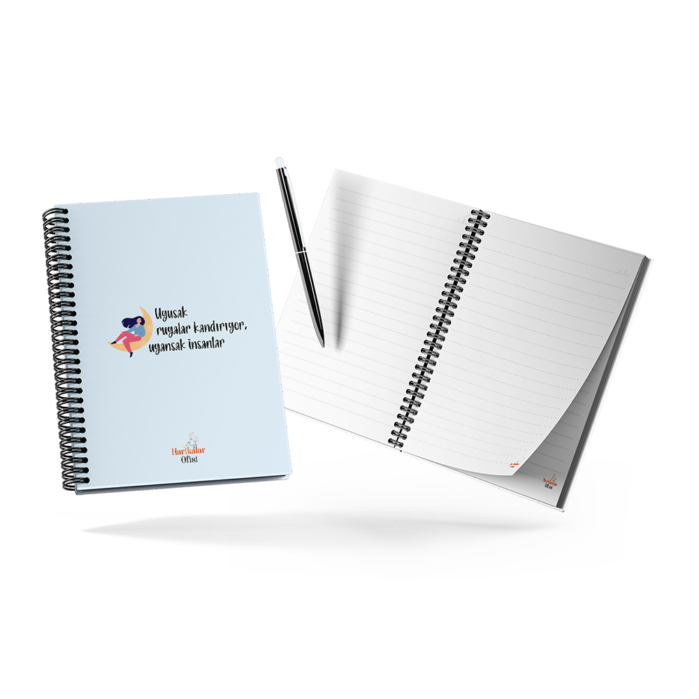 Harikalar Ofisi Uyusak Rüyalar Kandırıyor Uyansak İnsanlar Temalı 14*19 Çizgili Defter