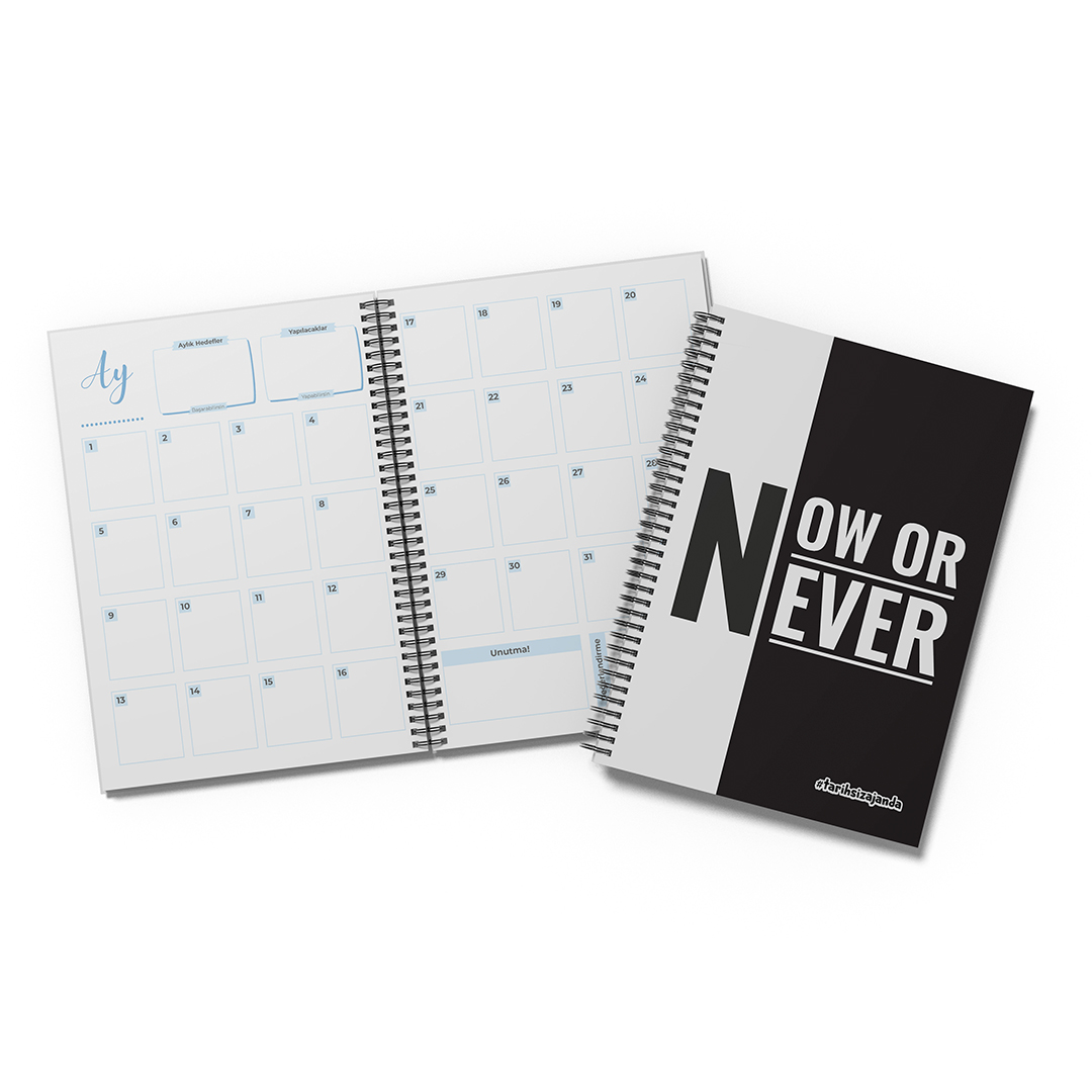 NOW or NEVER Temalı Sert Kapak A5 Tarihsiz Akademik Ajanda