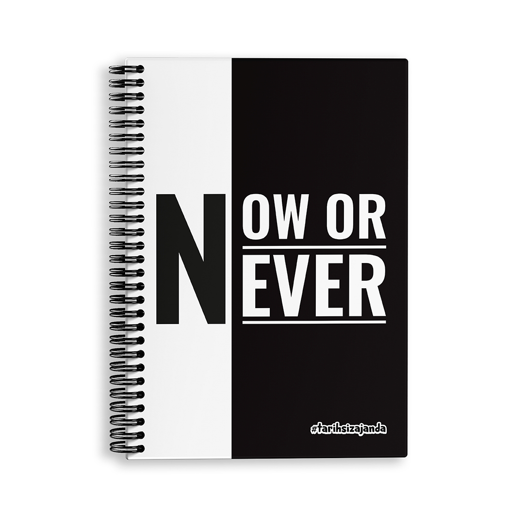 NOW or NEVER Temalı Sert Kapak A5 Tarihsiz Akademik Ajanda