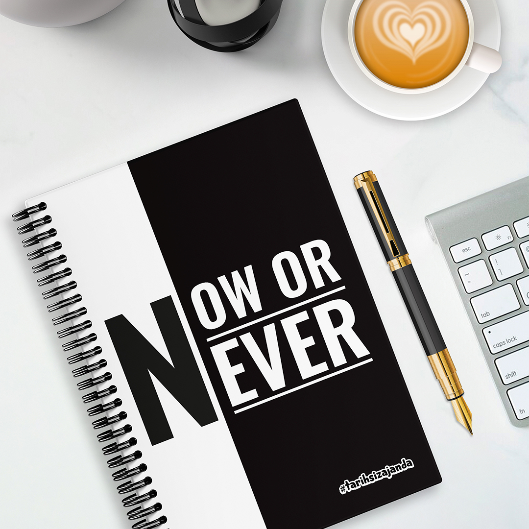NOW or NEVER Temalı Sert Kapak A5 Tarihsiz Akademik Ajanda