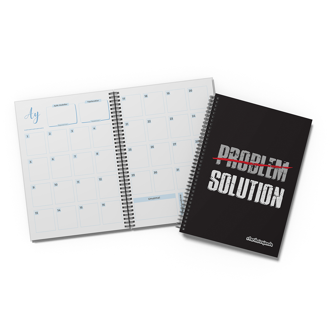 SOLUTION Temalı Sert Kapak A5 Tarihsiz Akademik Ajanda