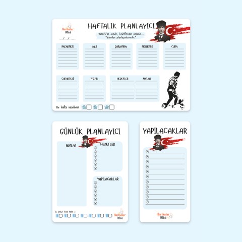 Atatürk Tasarımlı 3'lü Planlayıcı Set Atatürk Tasarımlı 3'lü Planlayıcı Set