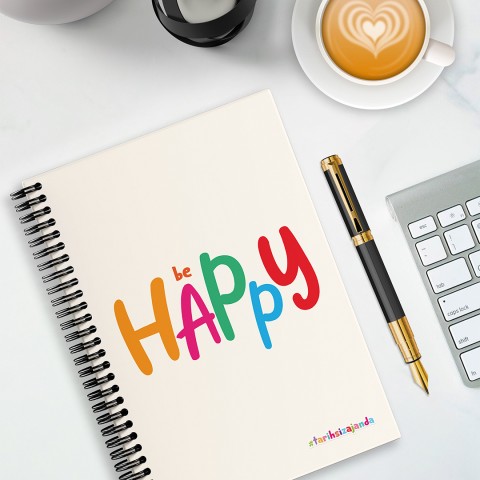 BE HAPPY Temalı Sert Kapak A5 Tarihsiz Akademik Ajanda