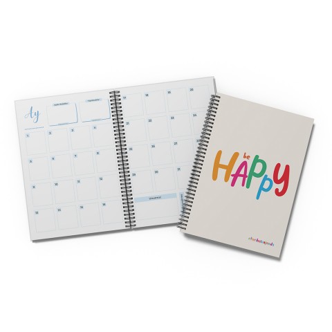 BE HAPPY Temalı Sert Kapak A5 Tarihsiz Akademik Ajanda
