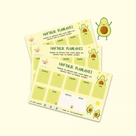 Harikalar Ofisi Avakado Tasarımlı 3'lü Planlayıcı Set