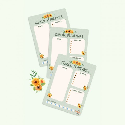 Harikalar Ofisi Ayçiçeği Tasarımlı 3'lü Planlayıcı Set