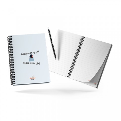 Harikalar Ofisi Bildiğim En İyi Yol Burnumun Diki Temalı 14*19 Çizgili Defter