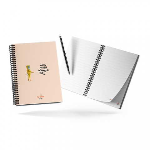 Harikalar Ofisi Haklısın! Aynen Doğrudur Evet Evet Temalı 14*19 Çizgili Defter