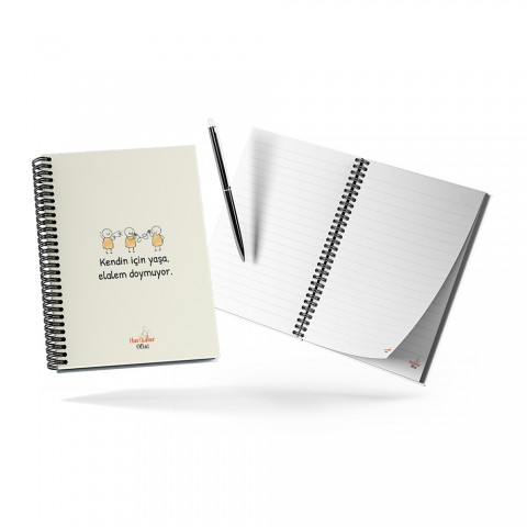 Harikalar Ofisi Kendin İçin Yaşa Elalem Doymuyor Temalı 14*19 Çizgili Defter