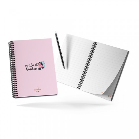 Harikalar Ofisi Mutlu Et Kendini Temalı 14*19 Çizgili Defter