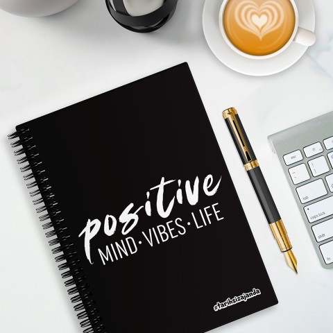POSITIVE Mind-Vibes-Life Temalı Sert Kapak A5 Tarihsiz Akademik Ajanda