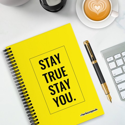 STAY TRUE STAY YOU Temalı Sert Kapak A5 Tarihsiz Akademik Ajanda